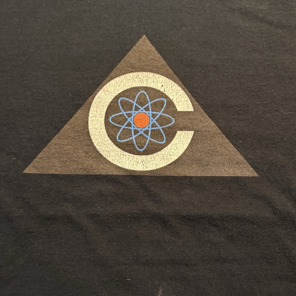 Vintage Atomic Science Graphic T Shirt XL Black Gildan Physics Geek Tee - Picture 5 of 6